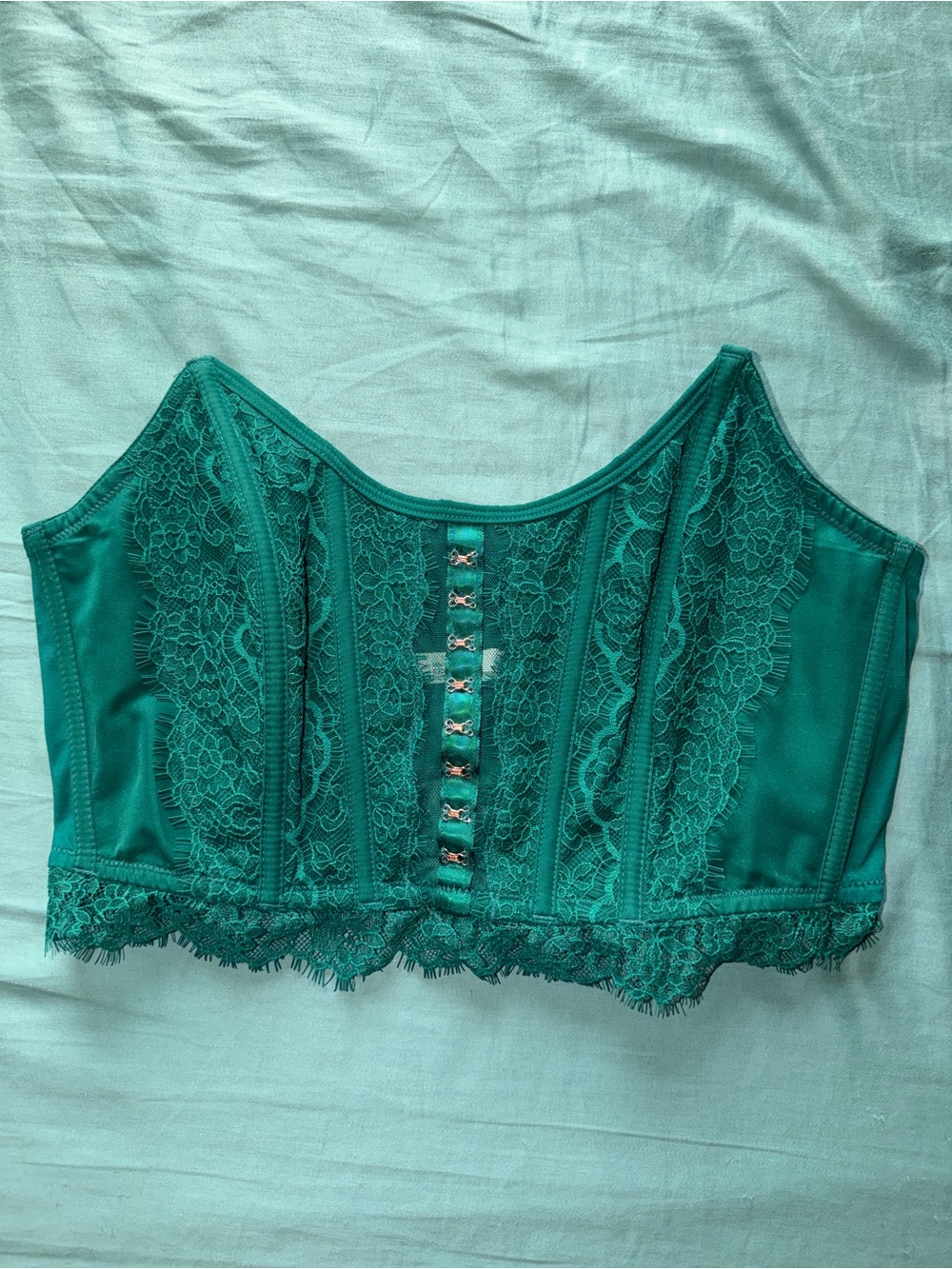 VS Strapless Green Lace Bustier Corset